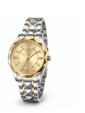 Invicta Two-Tone Gold and Silver Women's Bracelet Watch with Faceted Bezel